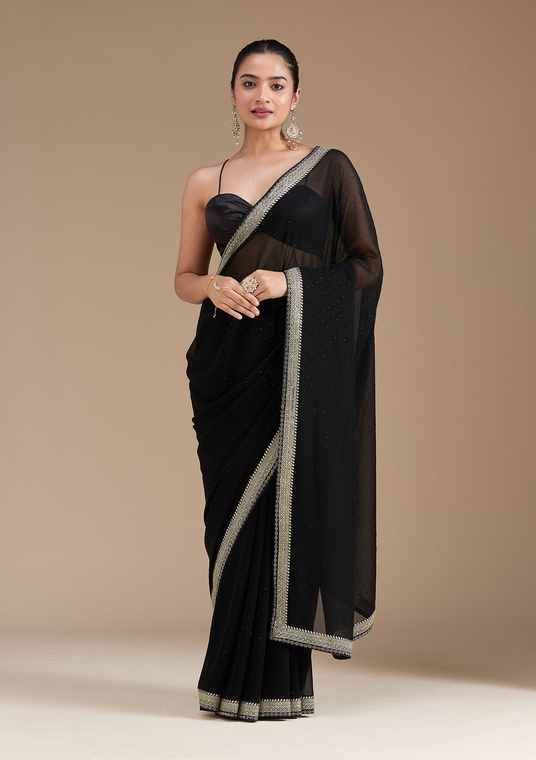 Black Zariwork (Silver) Georgette Saree
