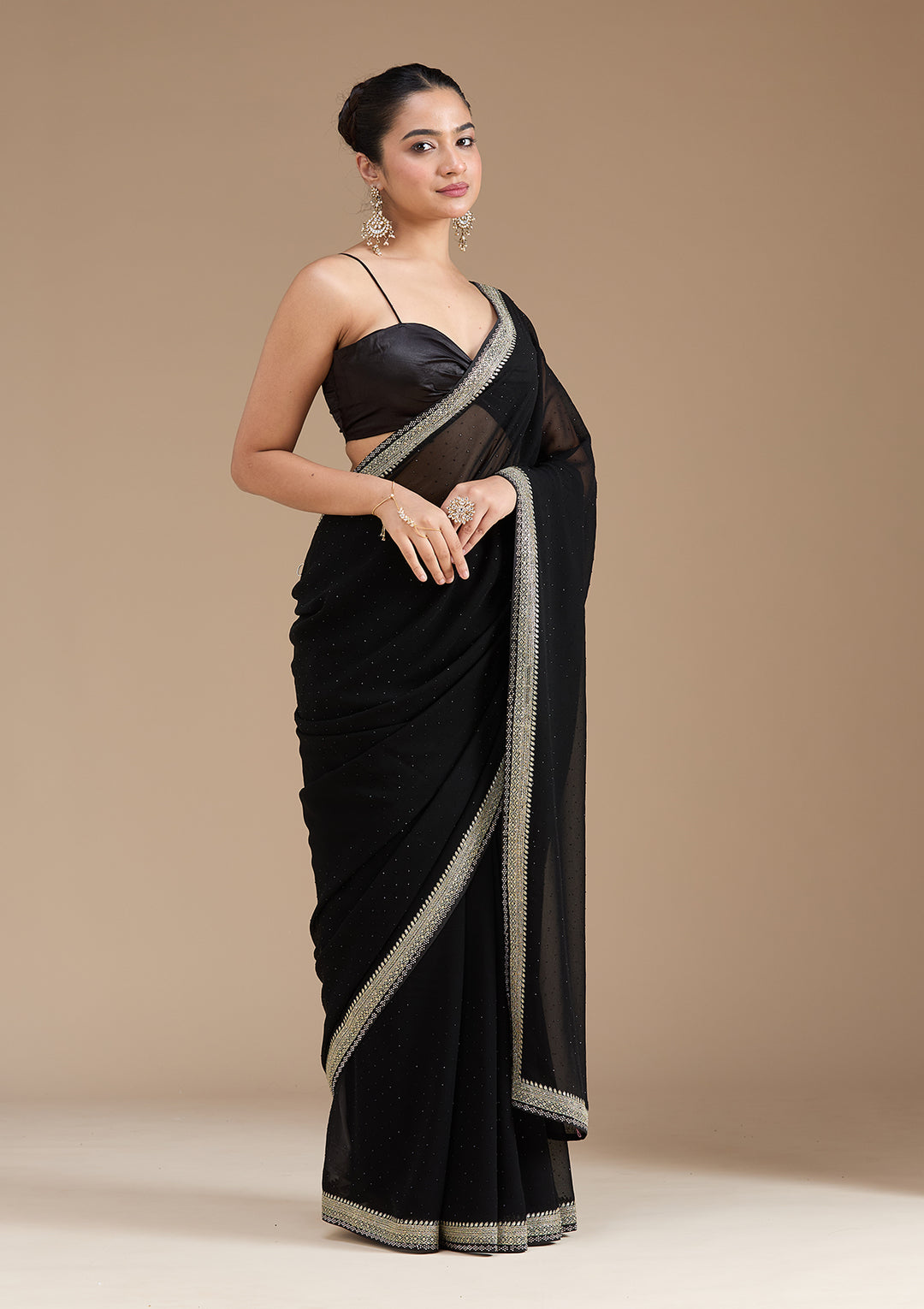 Black Zariwork (Silver) Georgette Saree