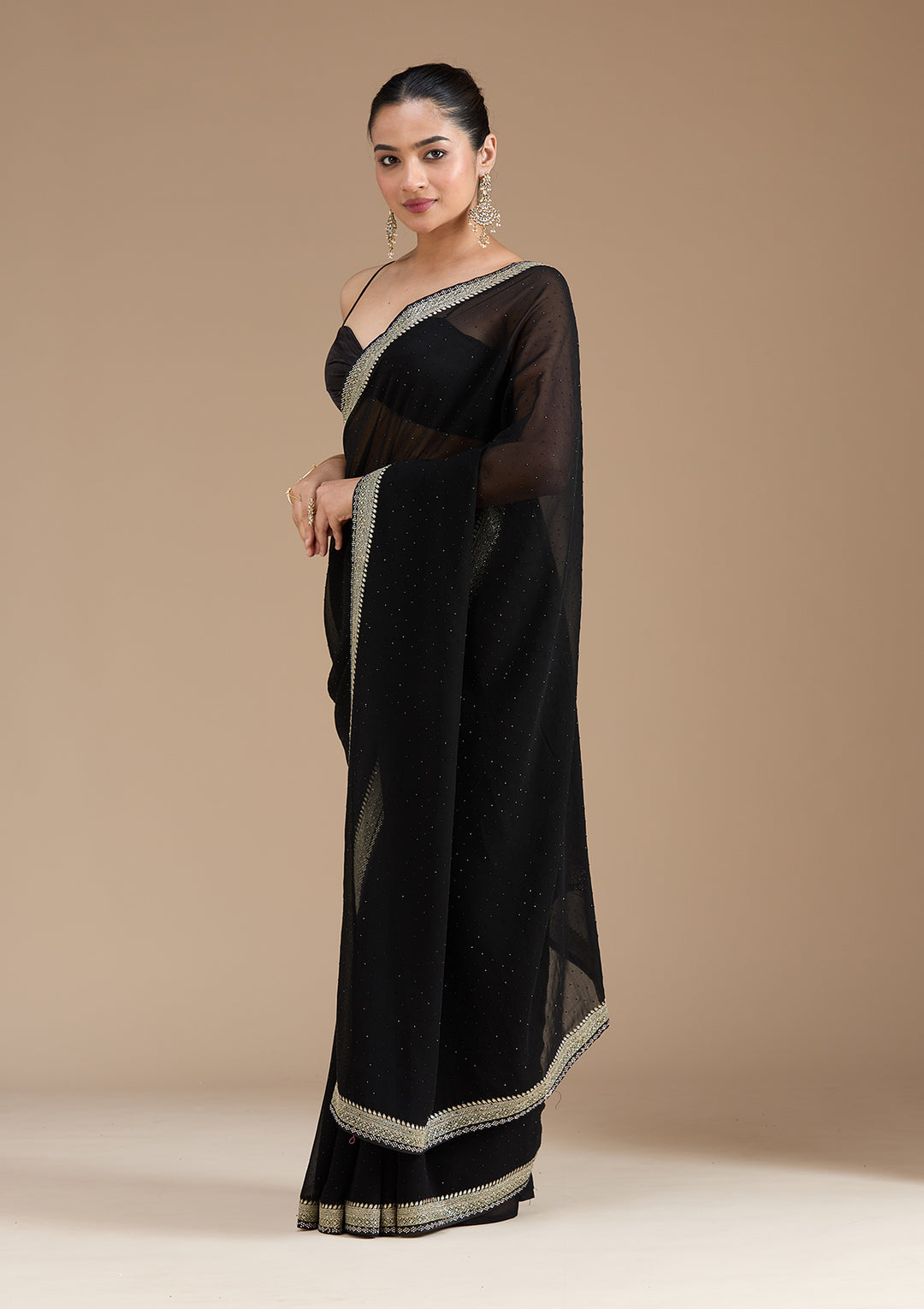 Black Zariwork (Silver) Georgette Saree