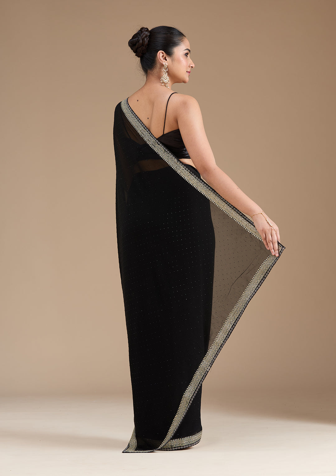 Black Zariwork (Silver) Georgette Saree