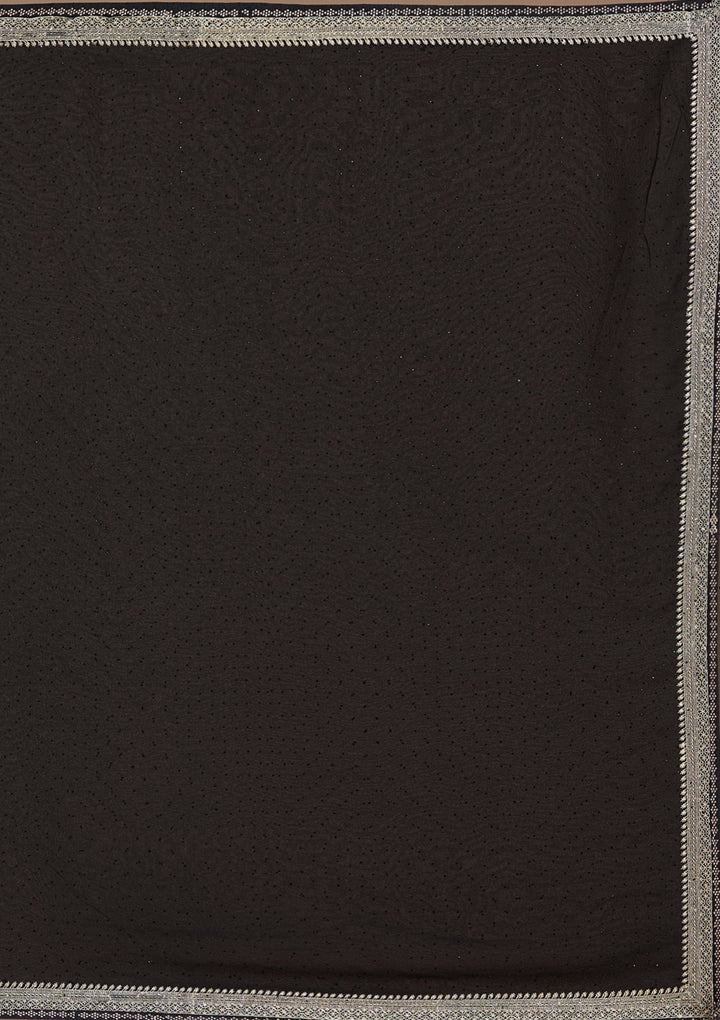 Black Zariwork (Silver) Georgette Saree