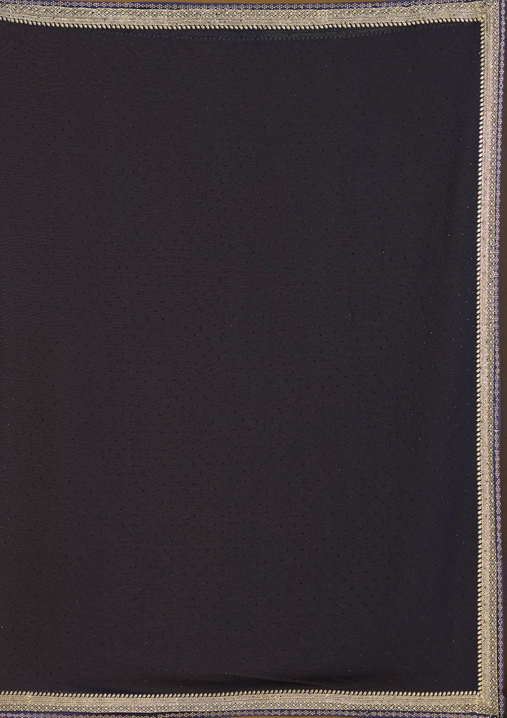 Navy Blue Zariwork (Silver) Georgette Saree