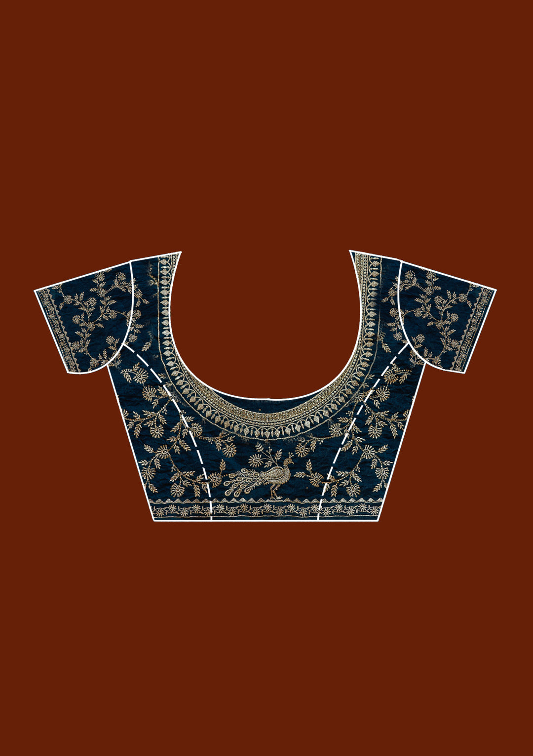 Peacock Blue Zariwork (Gold) Tissue Saree