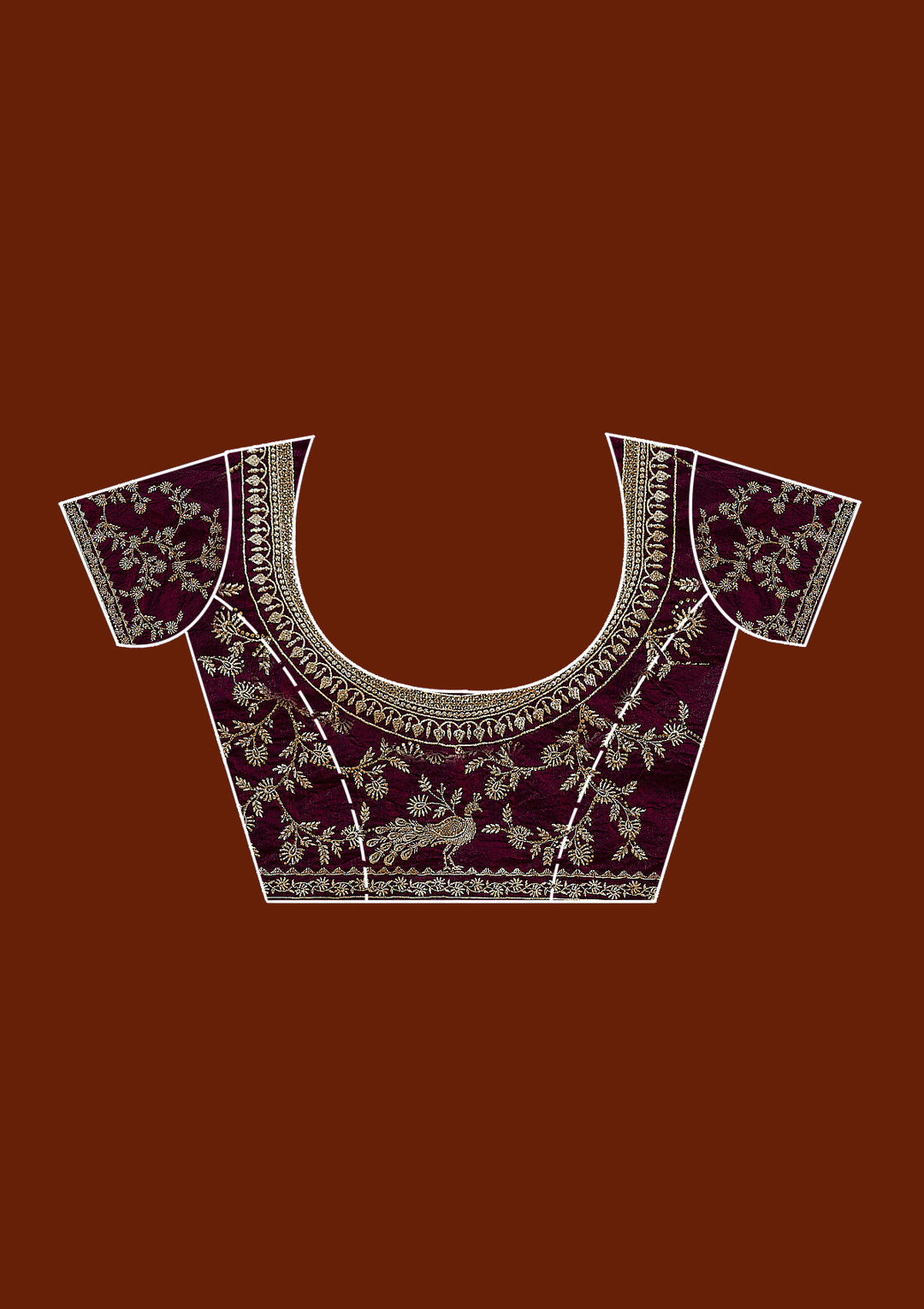 Wine Zariwork (Gold) Tissue Saree
