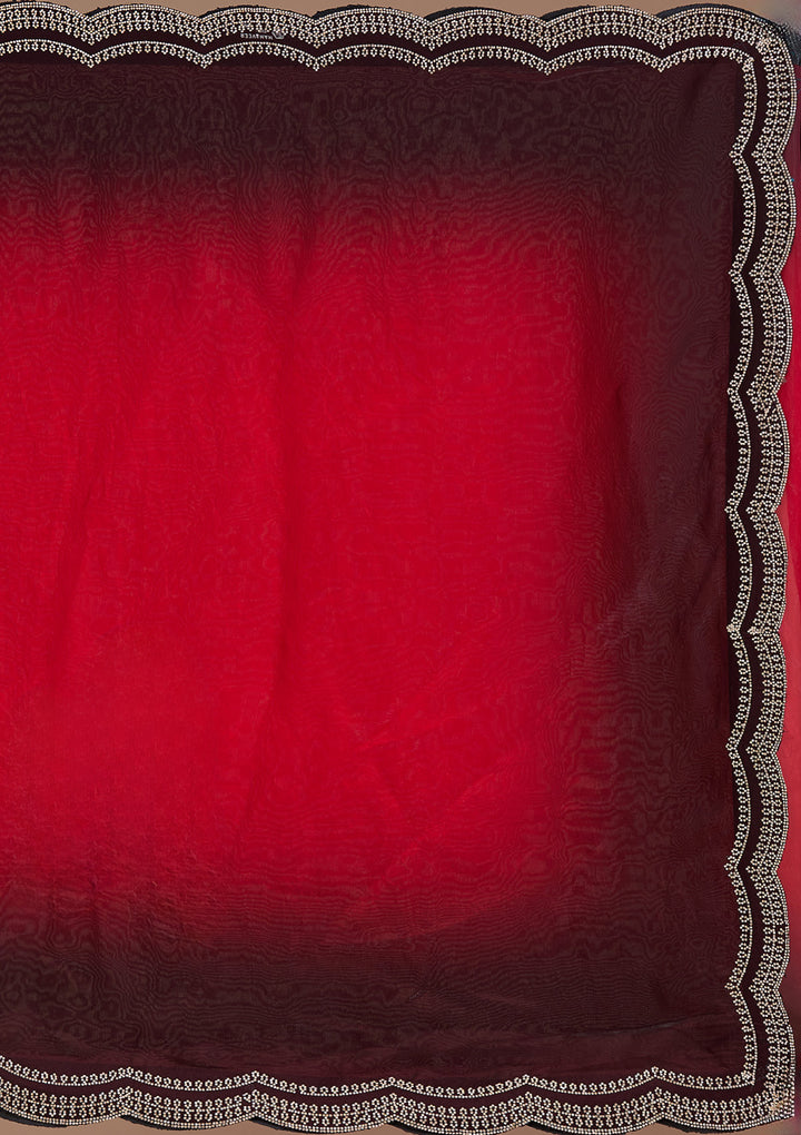 Red Stonework (Gold) Tissue Saree