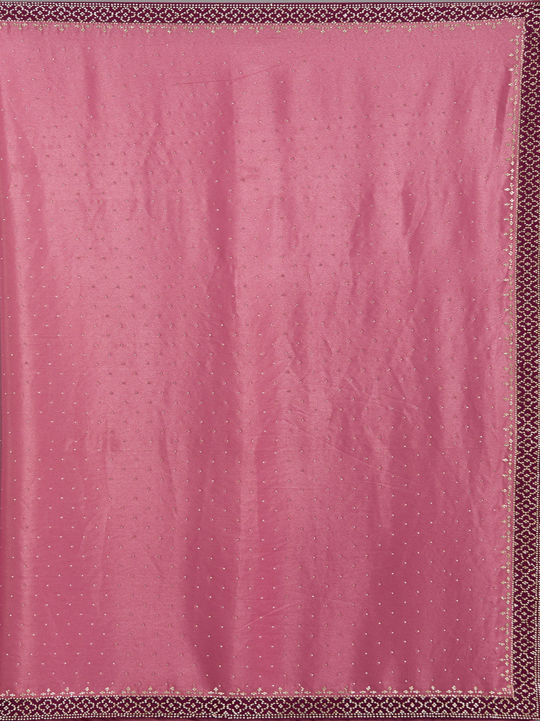 Onion Pink Stonework (Silver) Velvet Saree