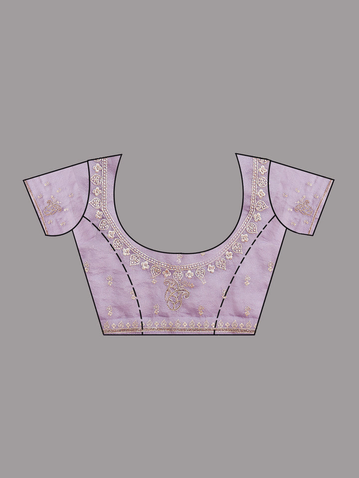 Lavender Zariwork (Silver) Tissue Saree