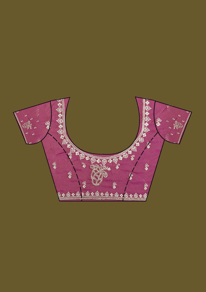 Onion Pink Zariwork (Silver) Tissue Saree