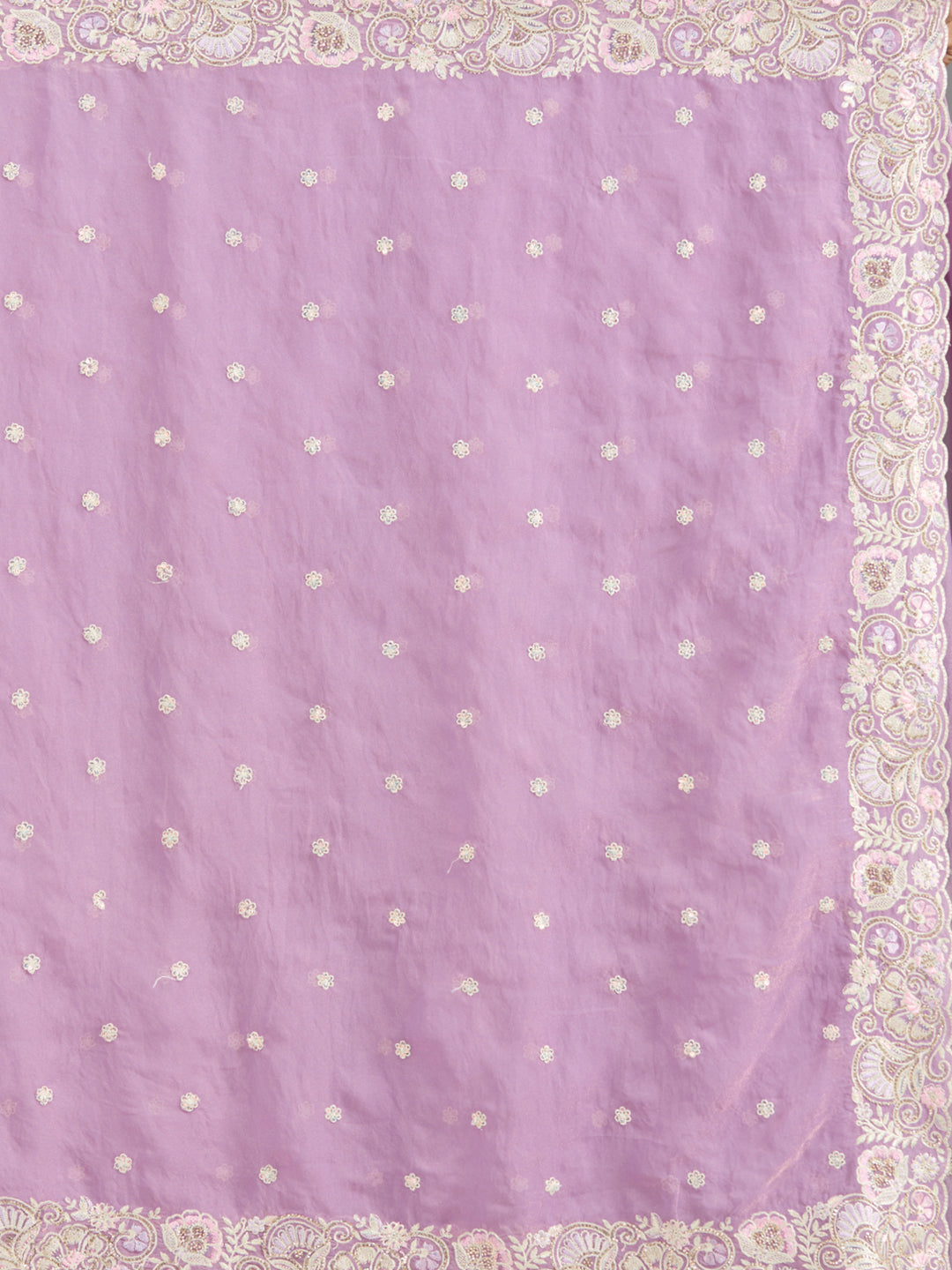 Lavender Threadwork Tissue Saree