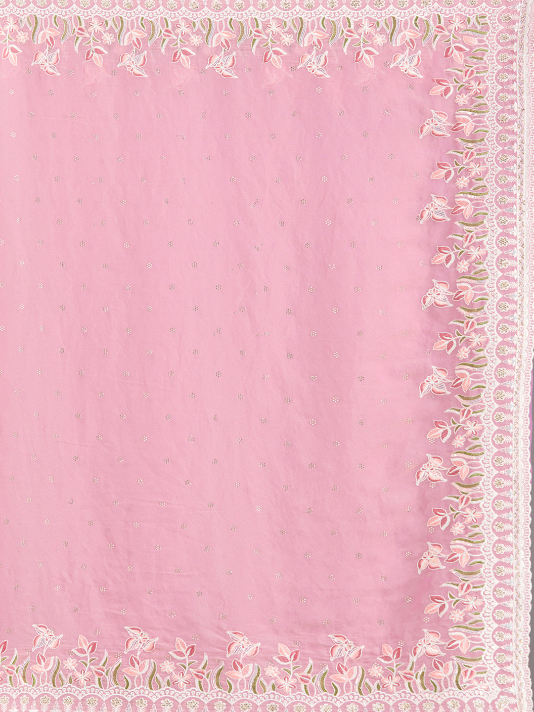 Onion Pink Threadwork Chiffon Saree