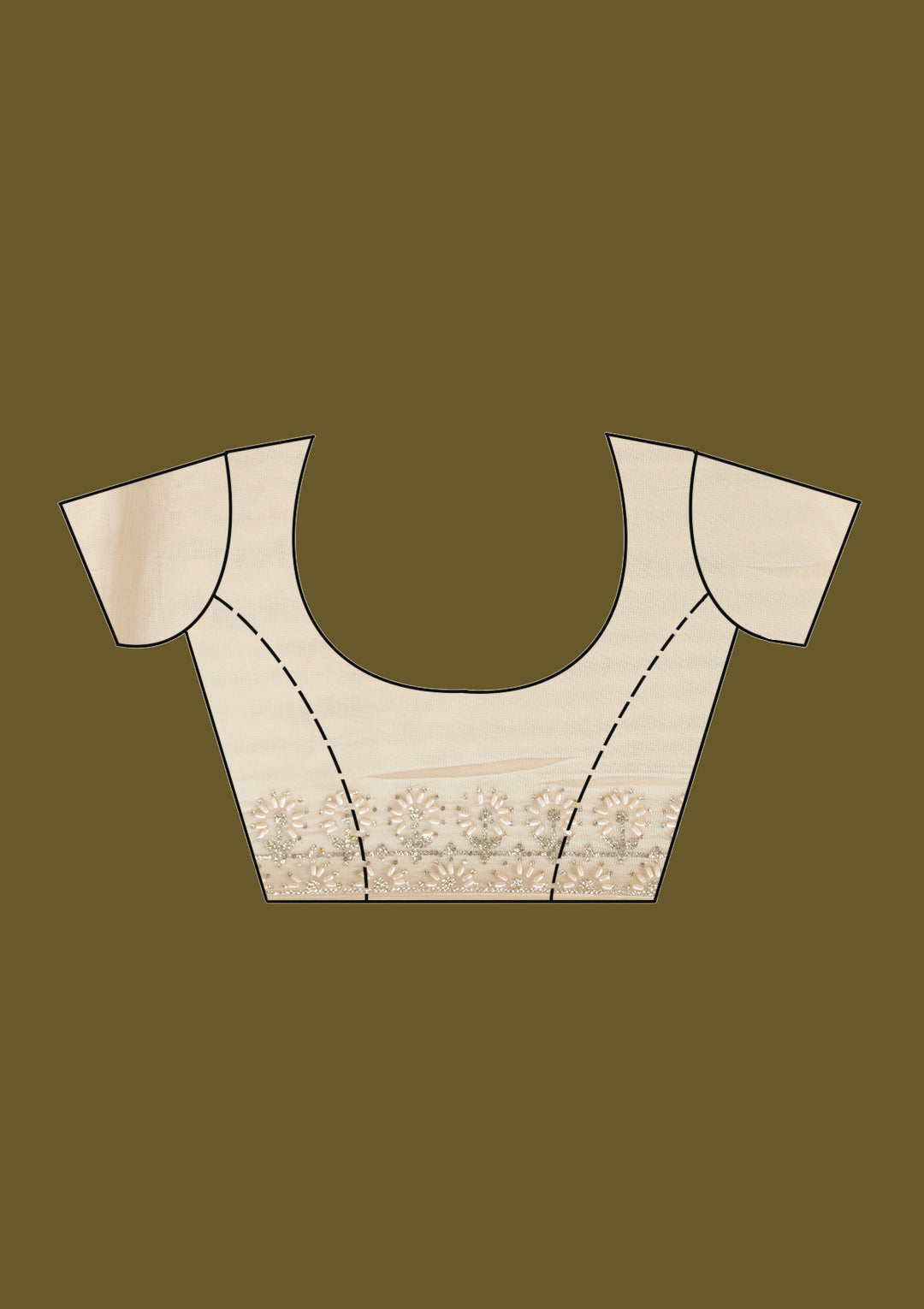 Beige Pearlwork Tissue Saree