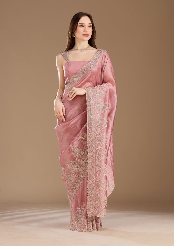 Onion Pink Cording Tissue Saree