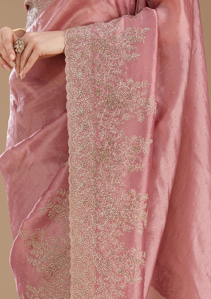 Onion Pink Cording Tissue Saree