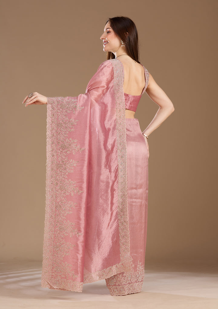 Onion Pink Cording Tissue Saree