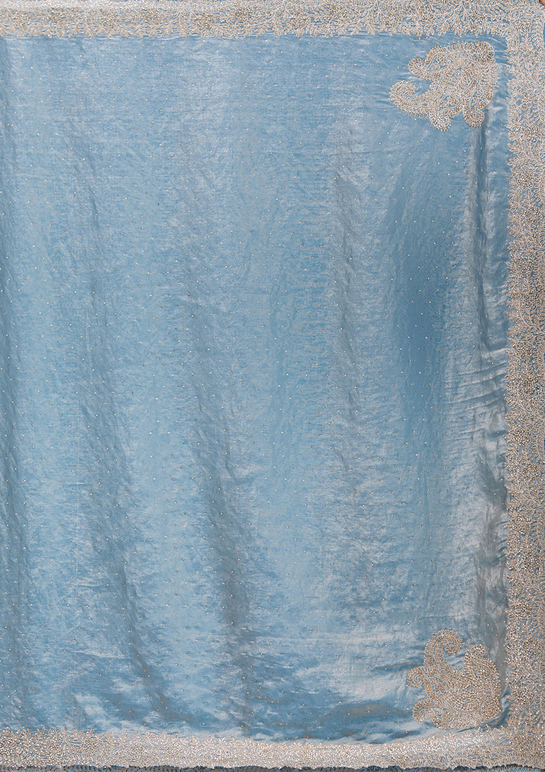 Grey Stonework (Gold) Tissue Saree