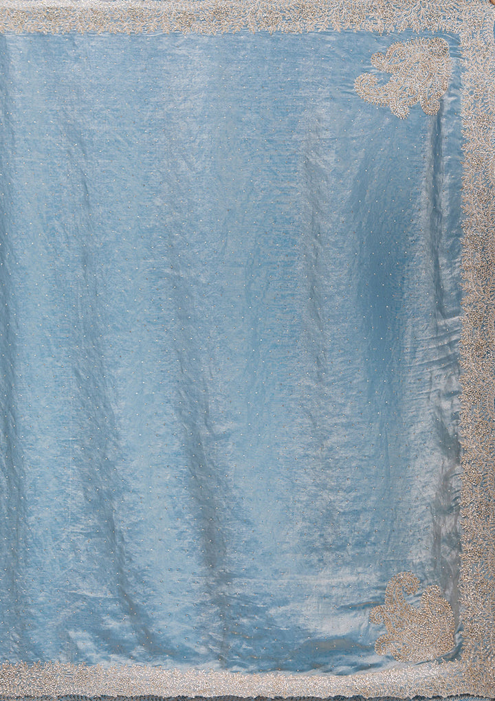 Grey Stonework (Gold) Tissue Saree