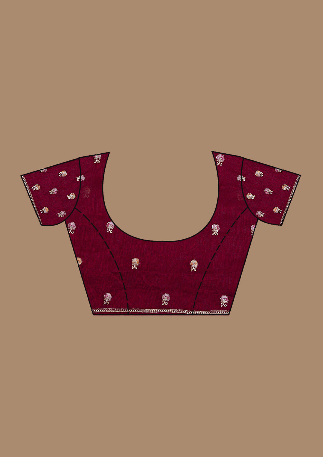 Maroon Zariwork (Gold) Tissue Saree