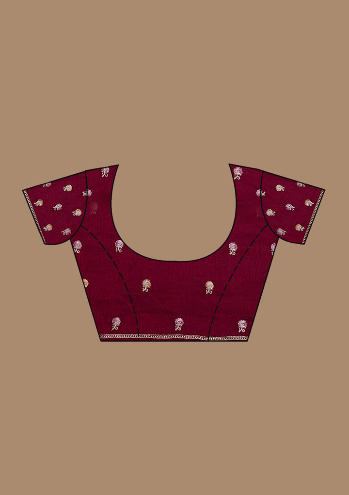 Maroon Zariwork (Gold) Tissue Saree