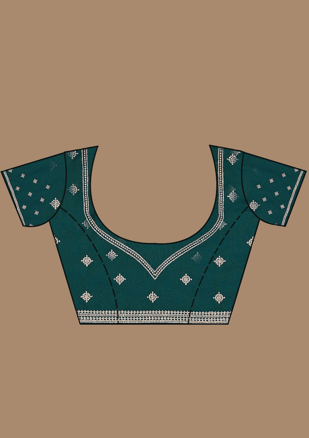 Bottle Green Zariwork (Gold) Georgette Saree