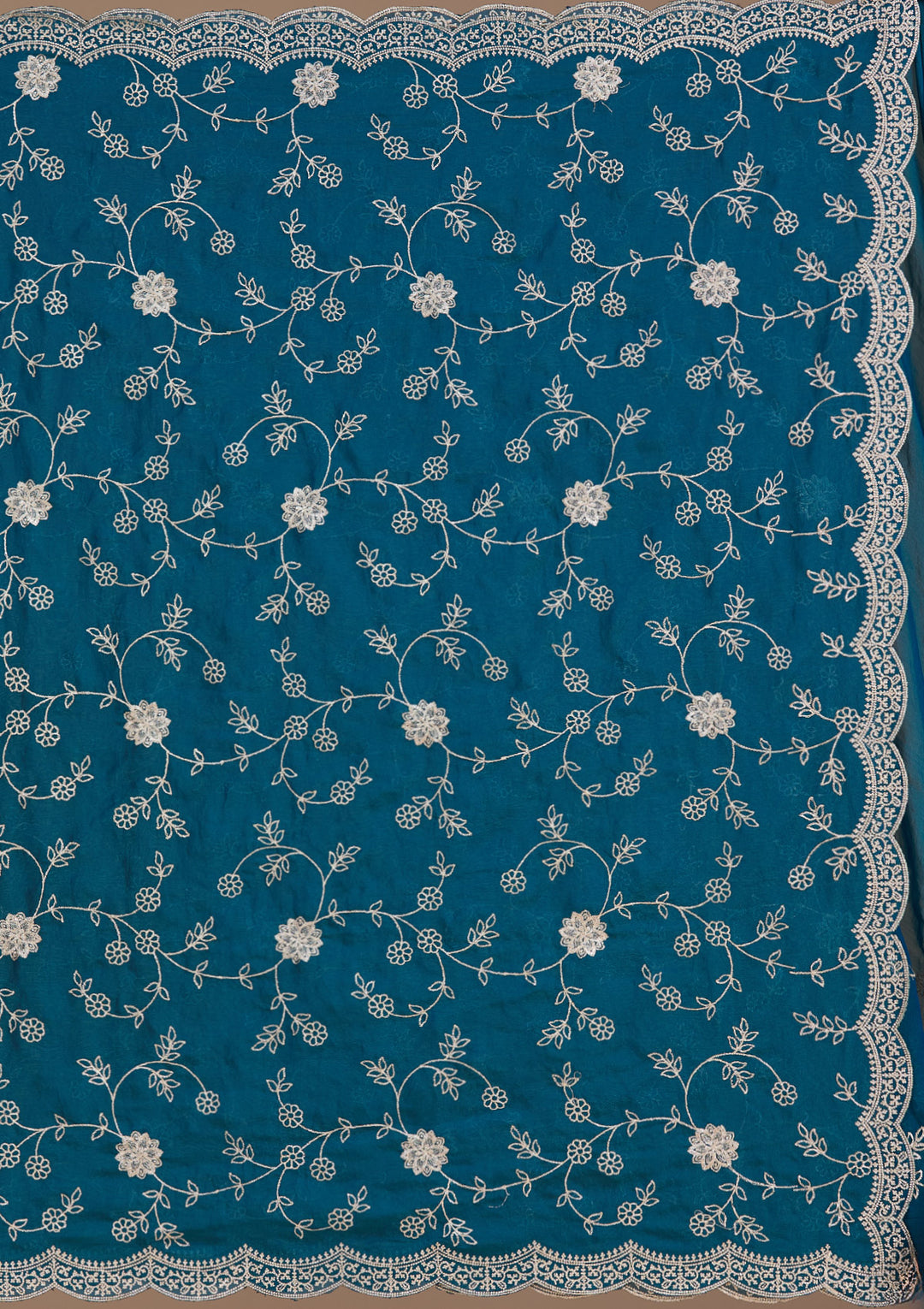 Peacock Blue Zariwork (Gold) Georgette Saree