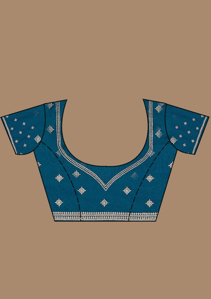 Peacock Blue Zariwork (Gold) Georgette Saree