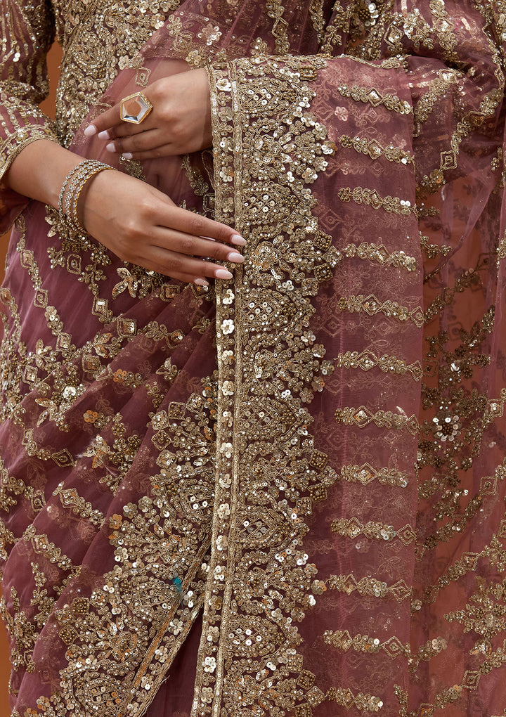 Onion Pink Cording Net Saree