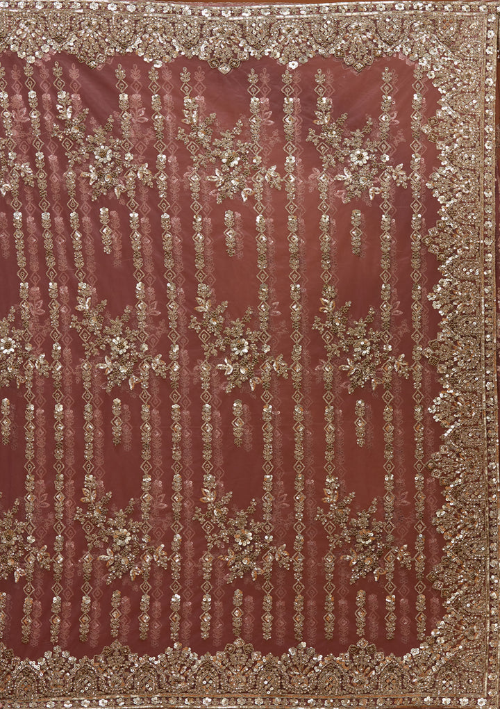 Onion Pink Cording Net Saree