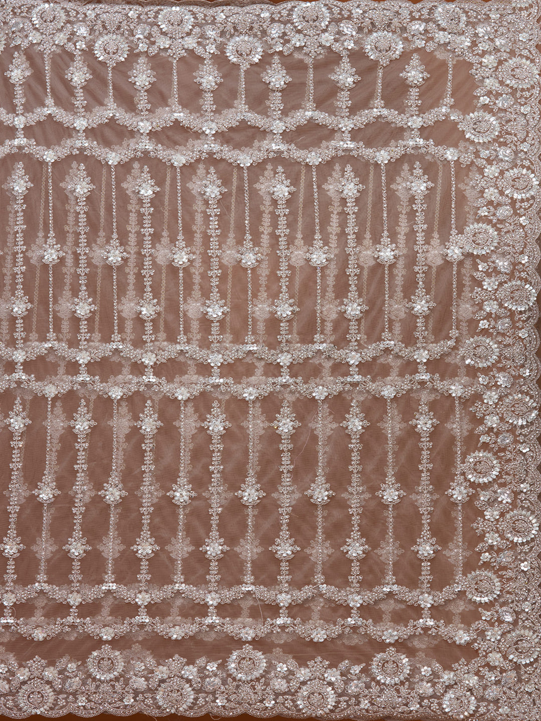 Beige Cording Net Saree