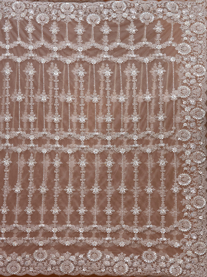 Beige Cording Net Saree