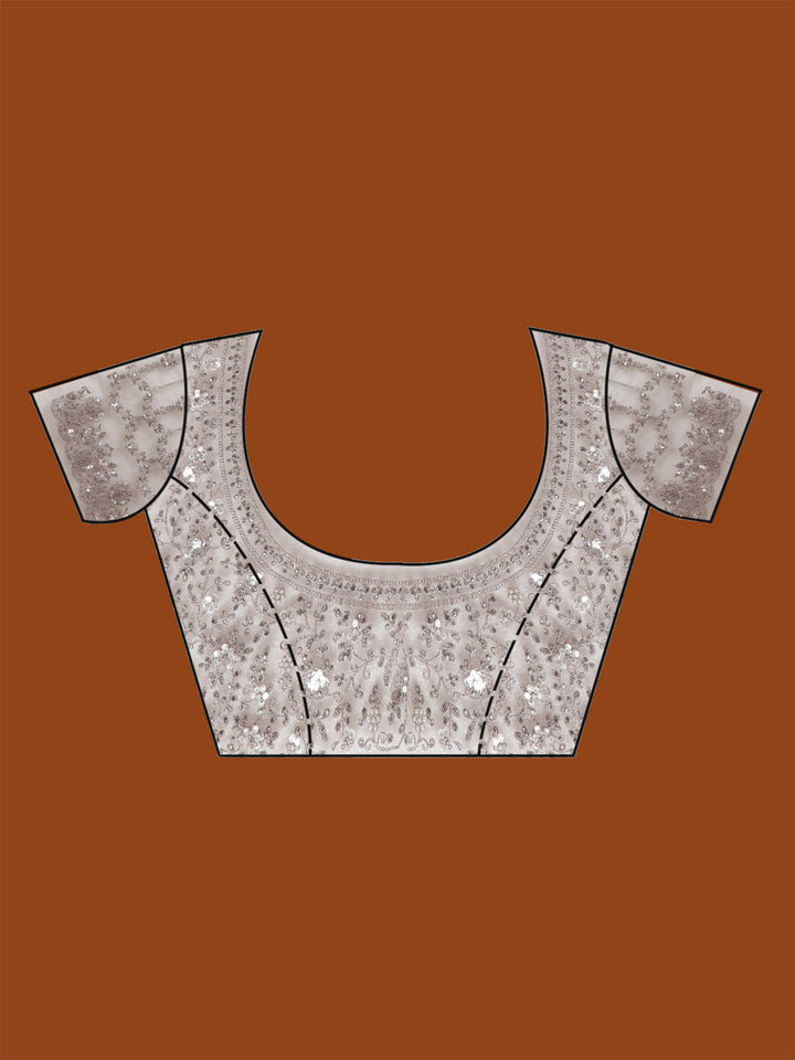 Beige Cording Net Saree