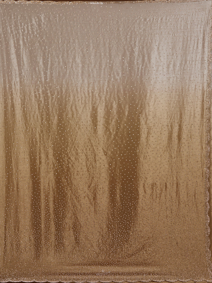 Light Grey Stonework (Gold) Satin Saree