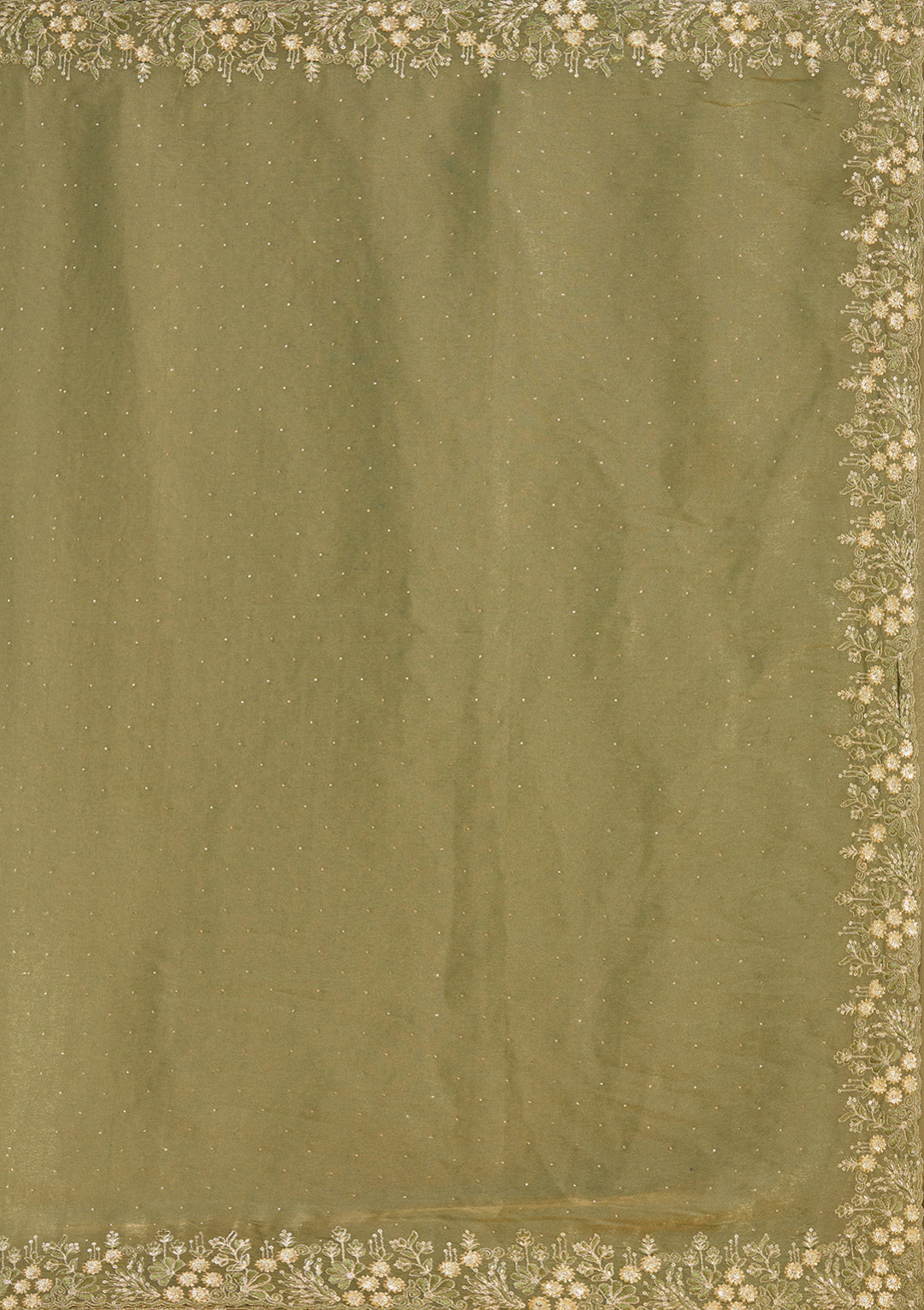 Mehandi Green Zariwork (Gold) Tissue Saree