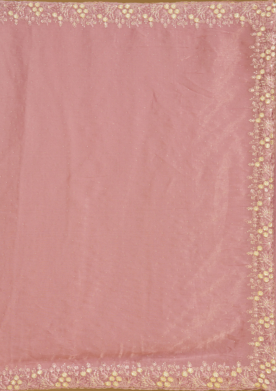 Onion Pink Zariwork (Gold) Tissue Saree