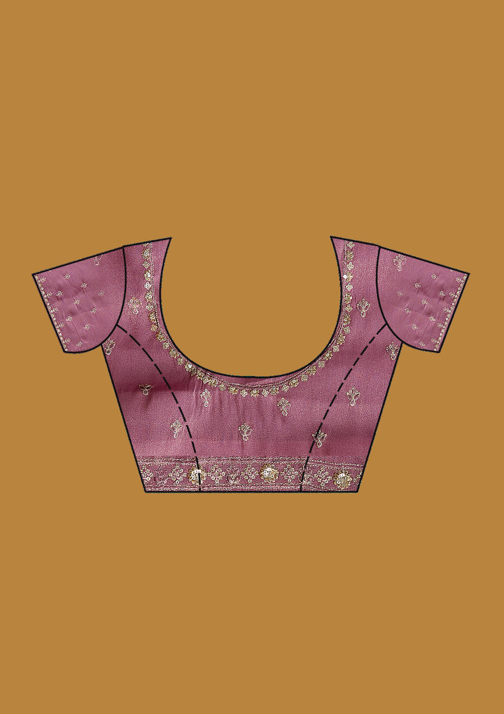 Onion Pink Zariwork (Gold) Tissue Saree