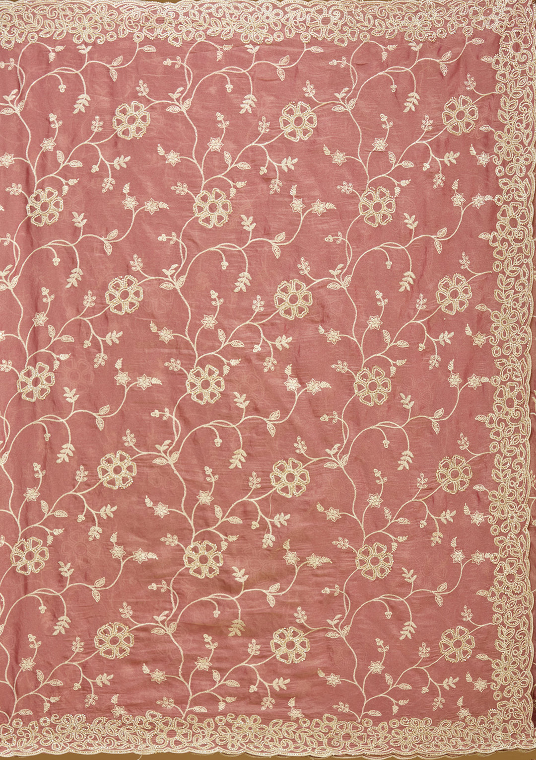 Onion Pink Zariwork (Silver) Tissue Saree