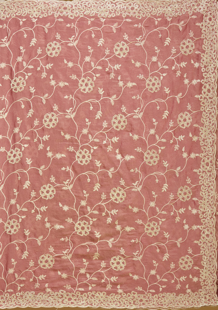 Onion Pink Zariwork (Silver) Tissue Saree