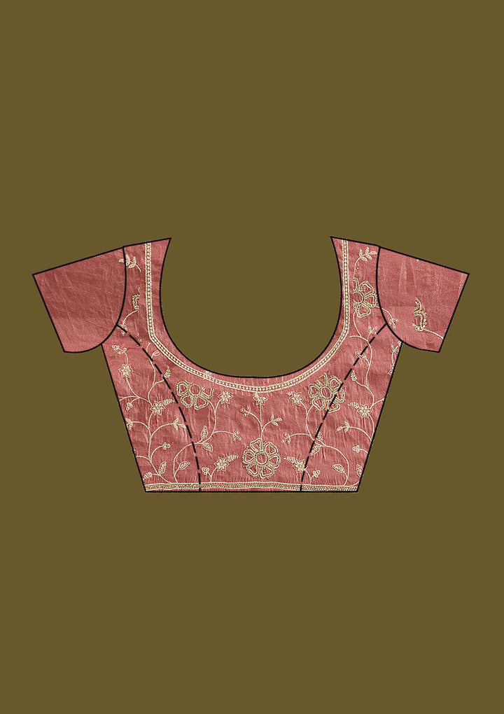 Onion Pink Zariwork (Silver) Tissue Saree