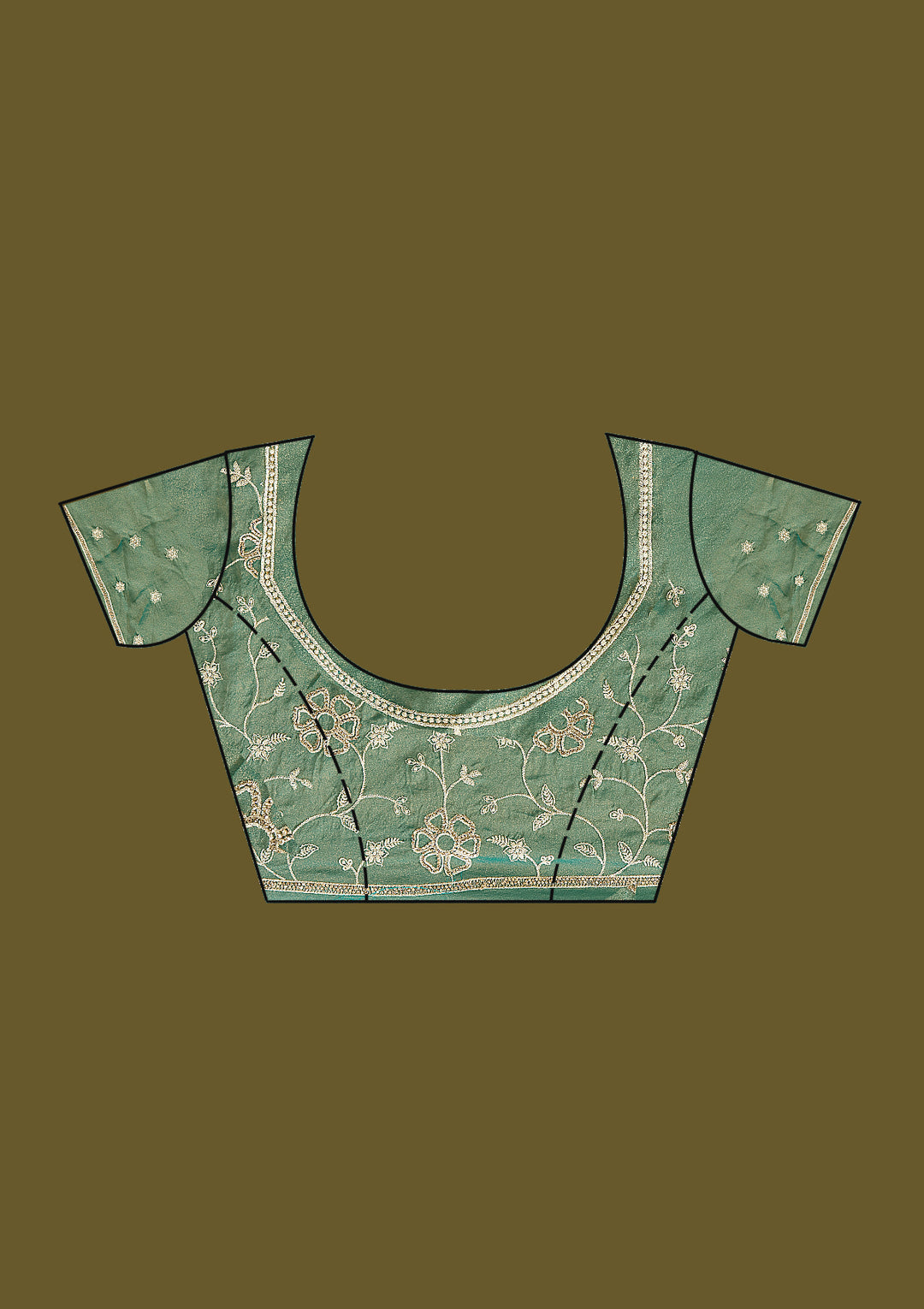 Rama Green Zariwork (Silver) Tissue Saree