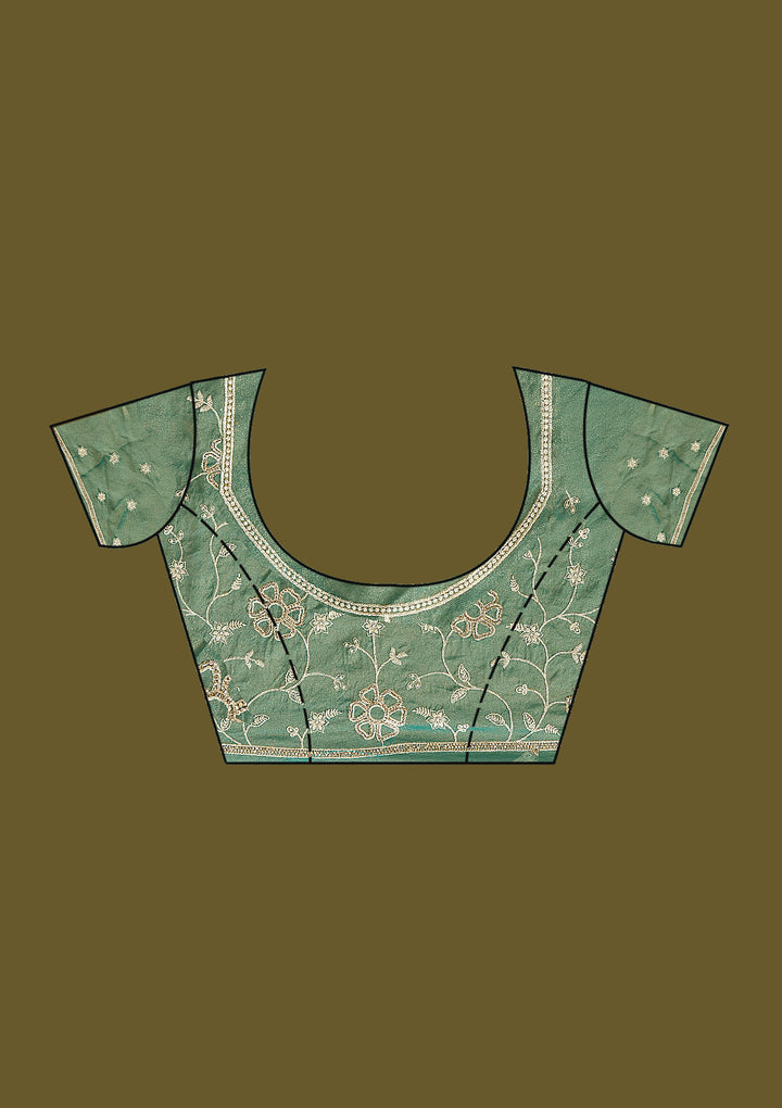 Rama Green Zariwork (Silver) Tissue Saree