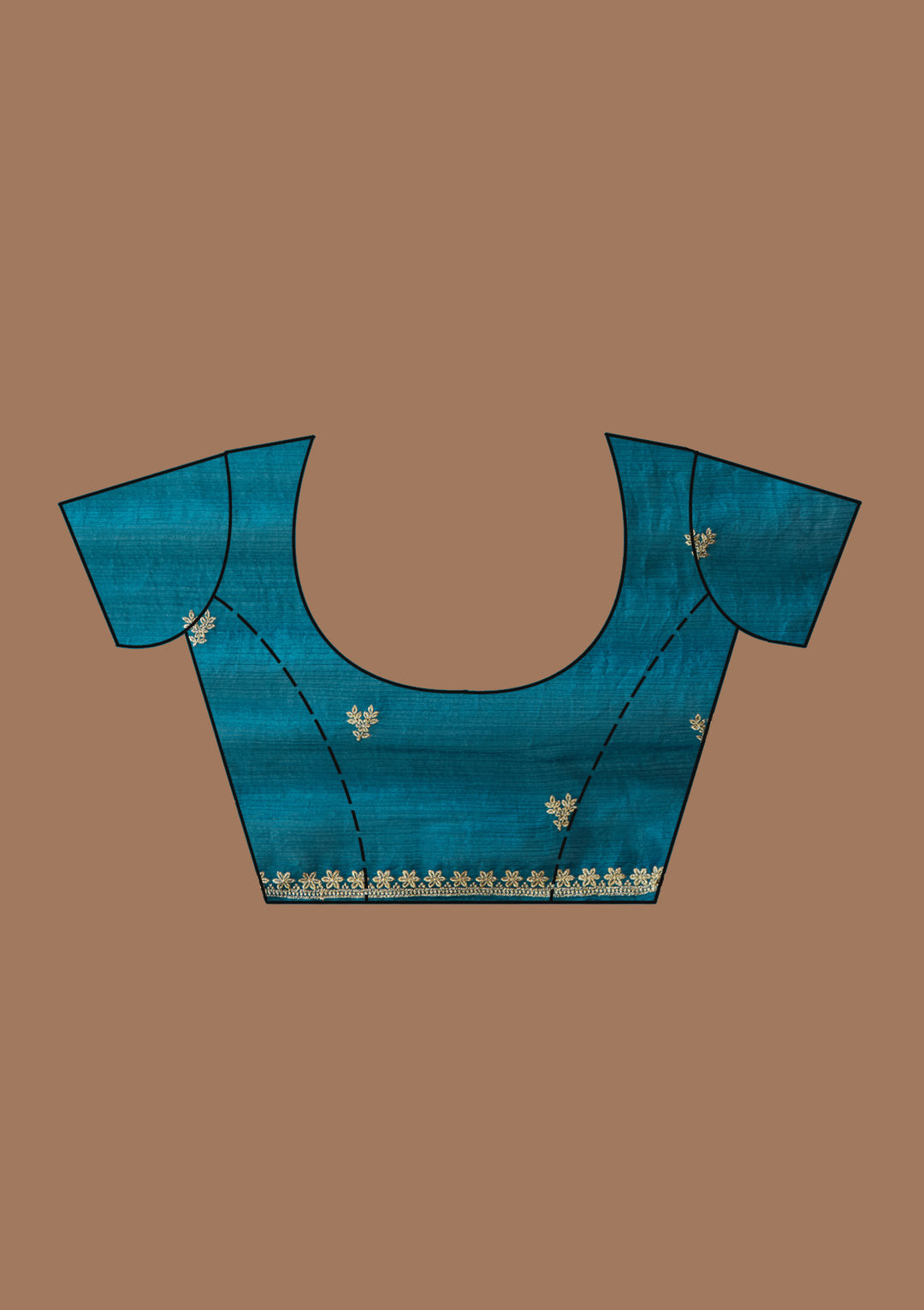 Peacock Blue Zariwork (Gold) Tissue Saree