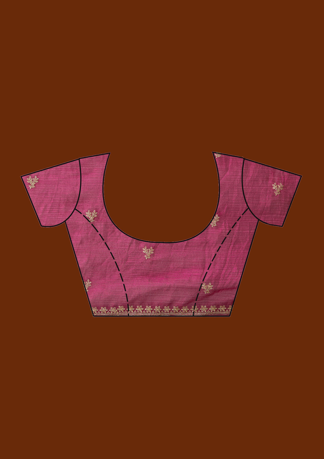 Wine Zariwork (Gold) Tissue Saree