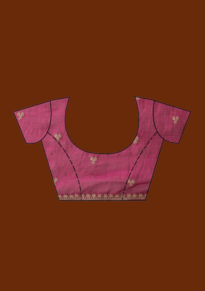 Wine Zariwork (Gold) Tissue Saree