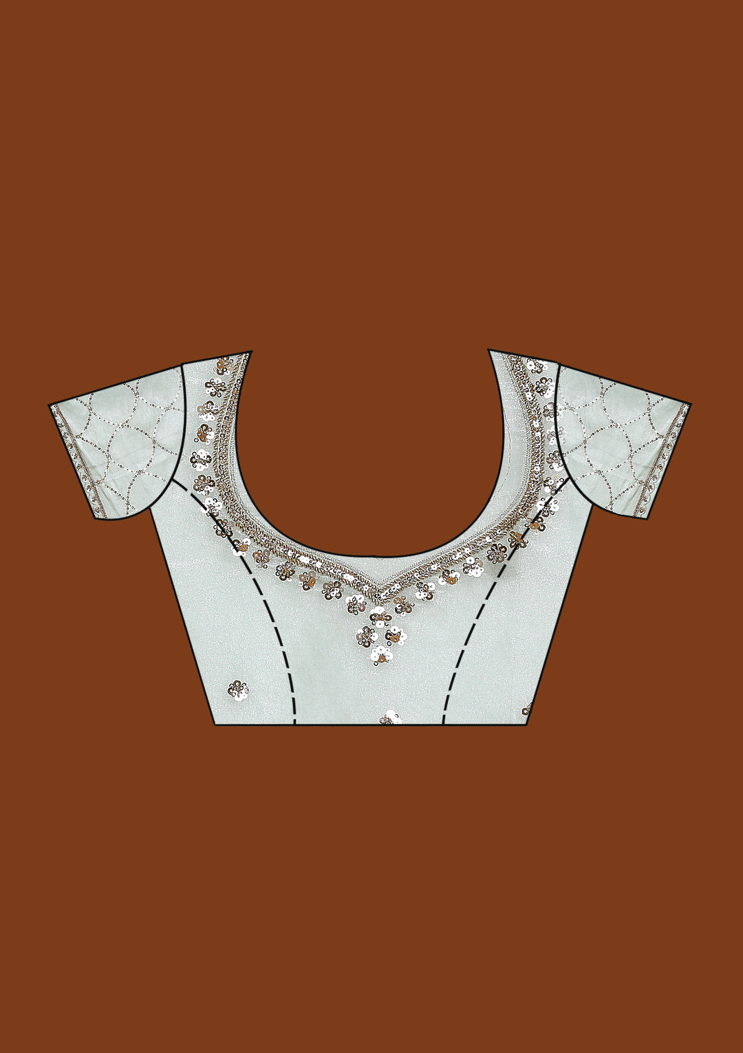 Sea Green Sequins Tissue Saree