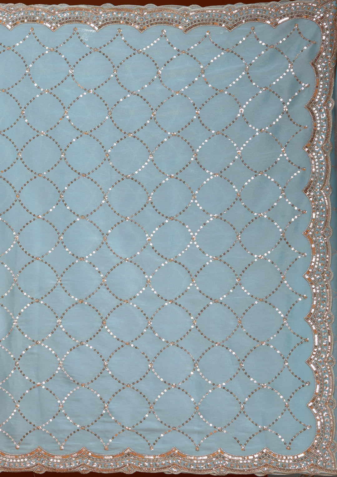Sky Blue Sequins Tissue Saree