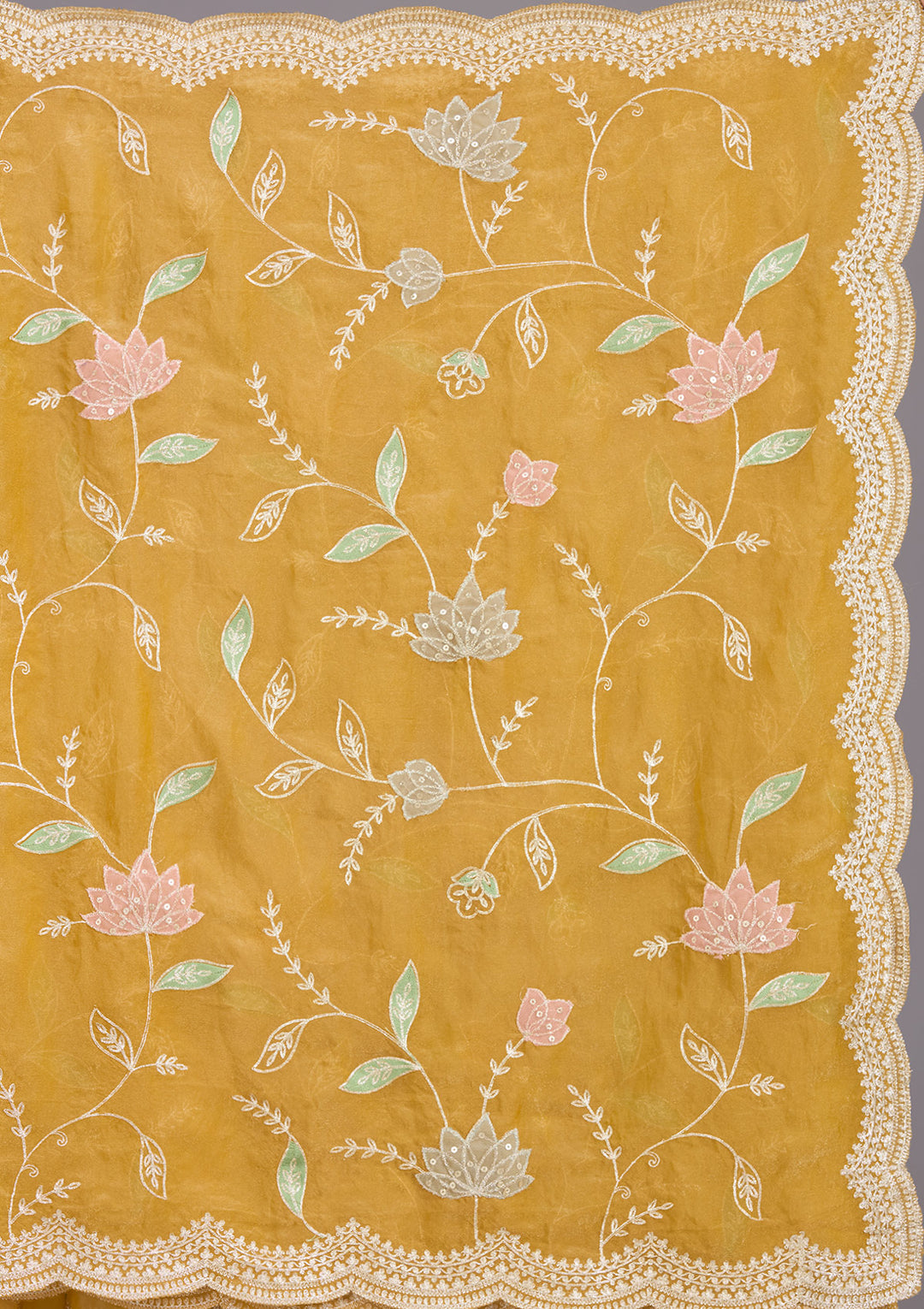 Mustard Zardozi (Gold) Tissue Saree