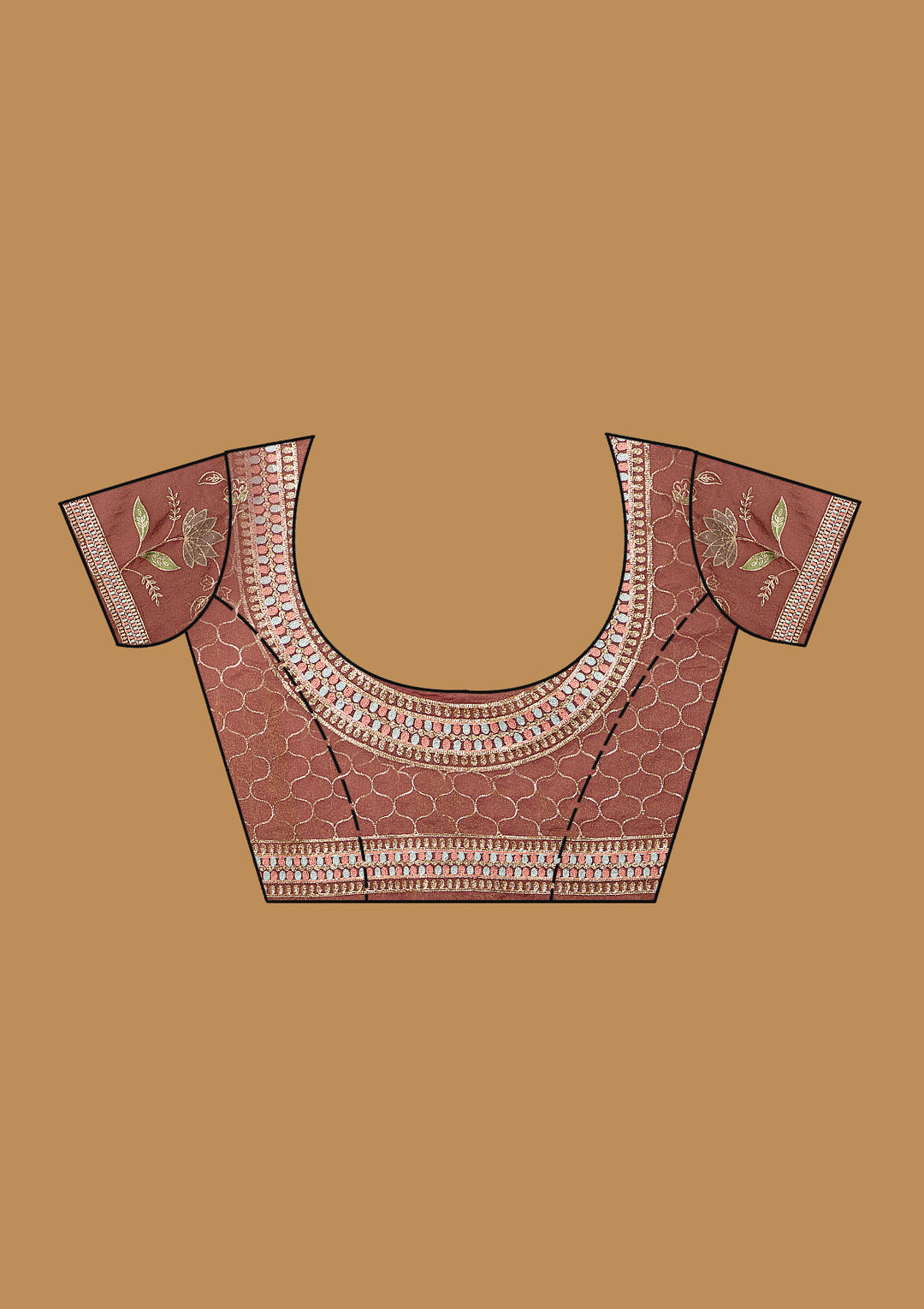 Onion Pink Zardozi (Gold) Tissue Saree