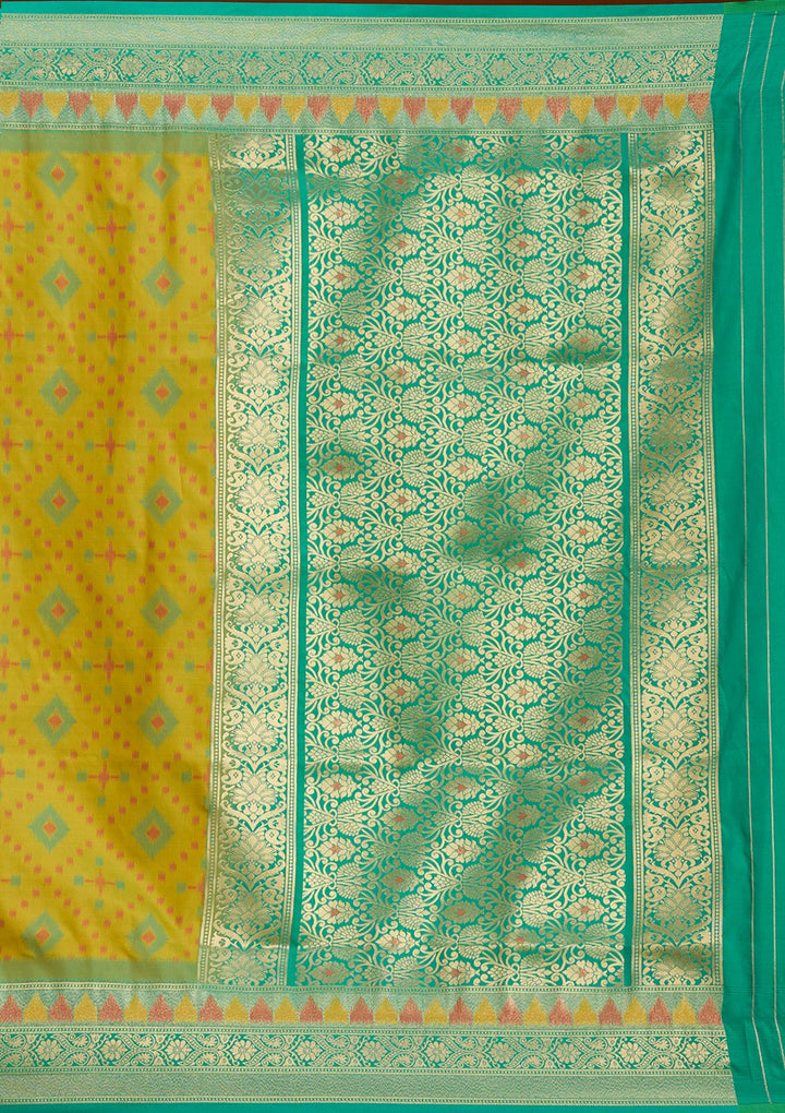 Parrot Green Pochampalli Silk Saree