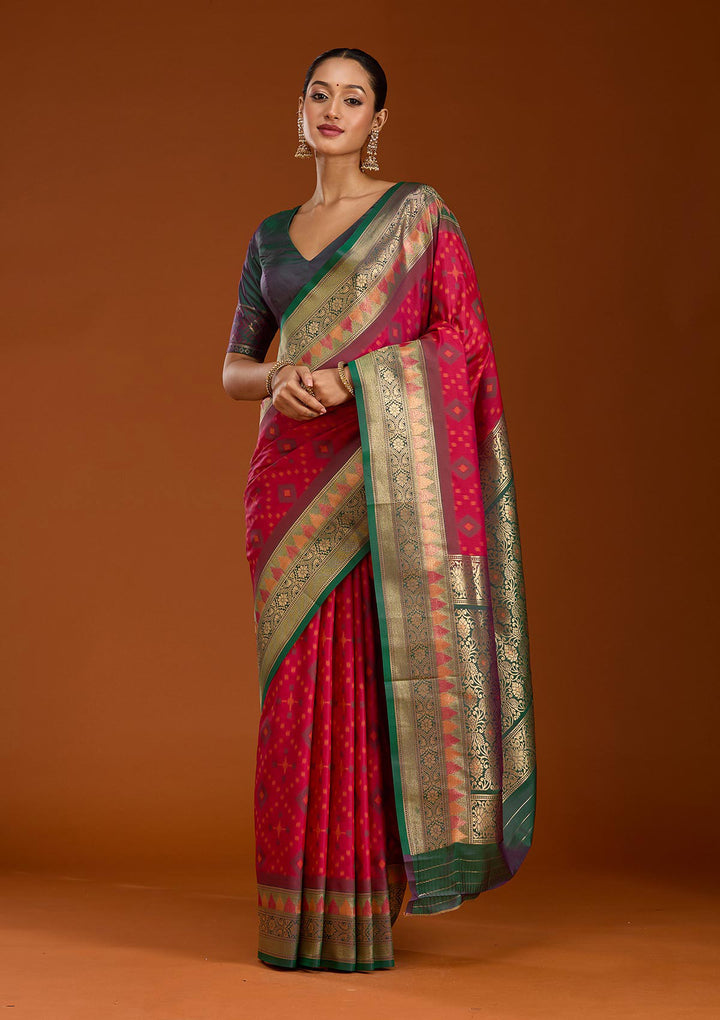 Rani Pink Pochampalli Silk Saree