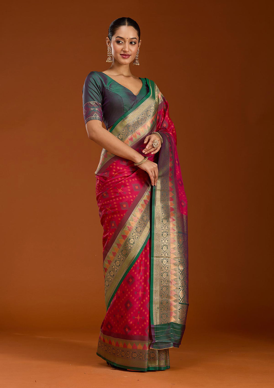 Rani Pink Pochampalli Silk Saree