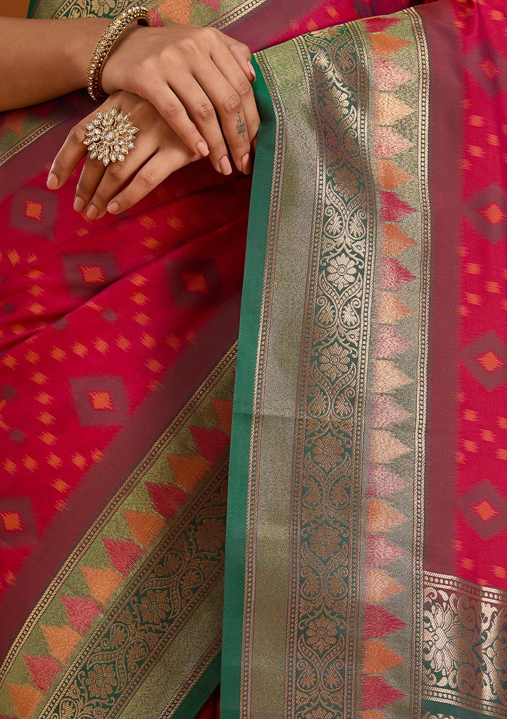Rani Pink Pochampalli Silk Saree